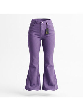 Purple Bell Bottom Flare Jeans High-Waisted Vintage Style Denim Pants 16” Waist